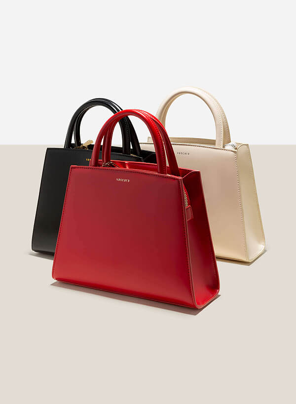 Double-Handled Geometric Tote Bag - TTE 0112 - Red - VASCARA