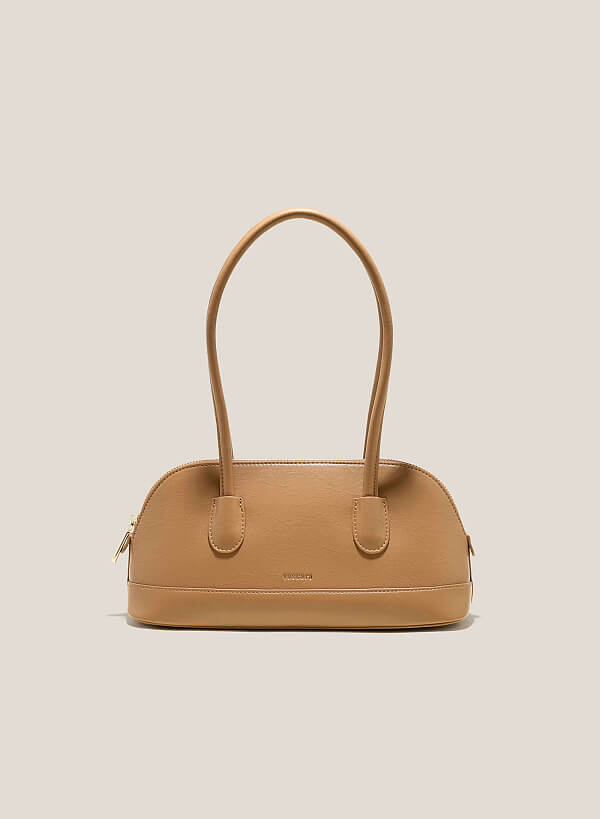 Double Pocket Shoulder Tote Bag - TTE 0124 - Dark Beige