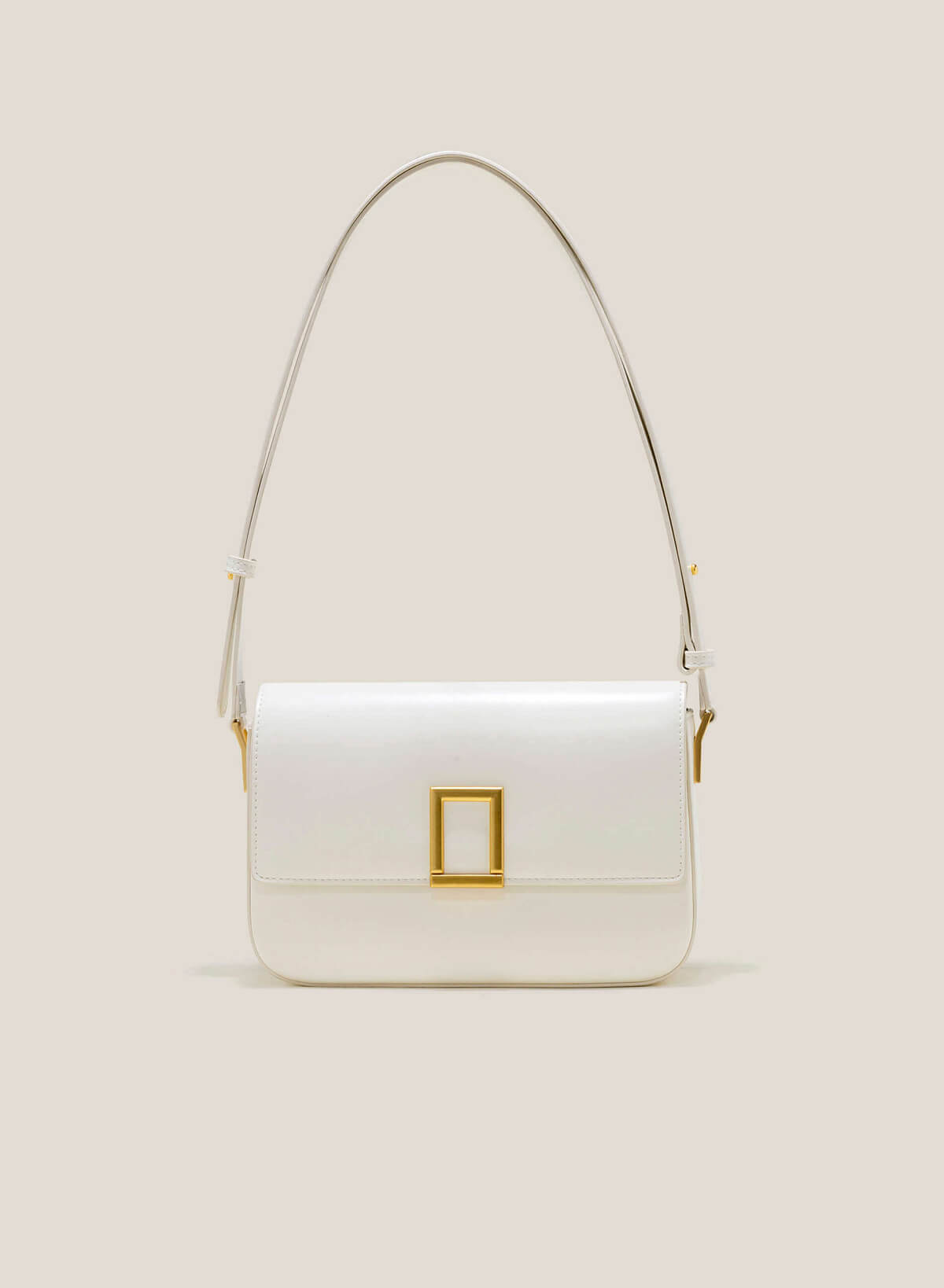 Geometric Lock Crossbody Bag - MES 0226 - Cream - VASCARA