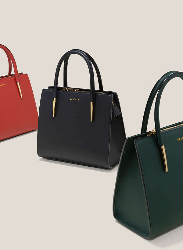 Metal Décor Handle Tote Bag - TTE 0117 - Black - VASCARA