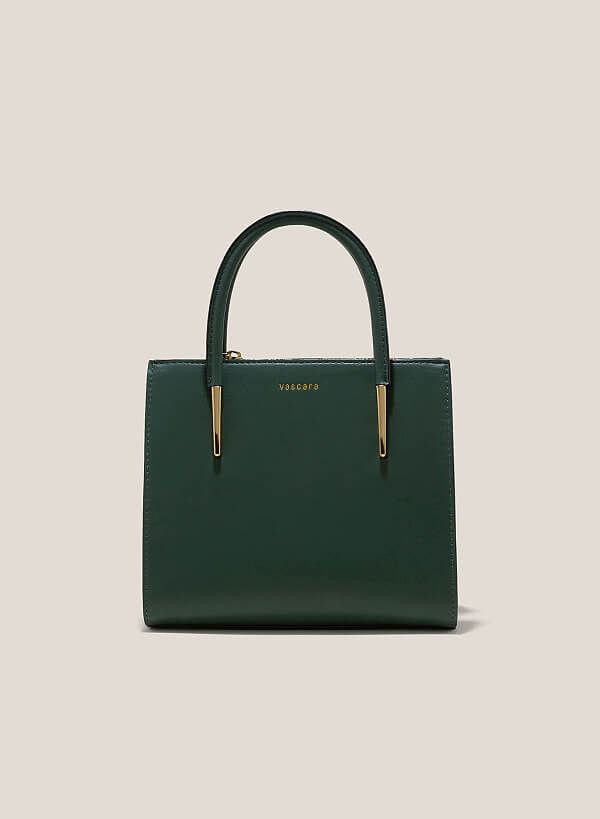 Metal Décor Handle Tote Bag - TTE 0117 - Dark Green