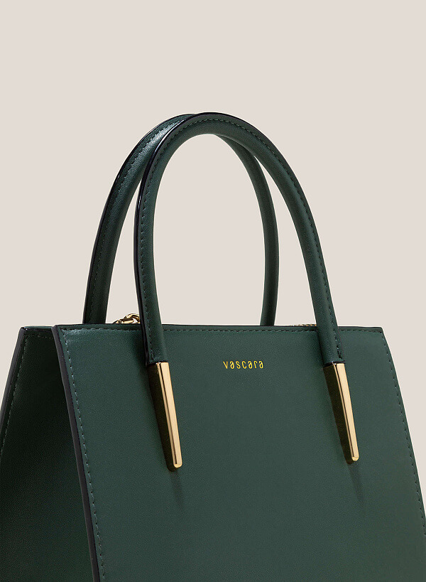 Metal Décor Handle Tote Bag - TTE 0117 - Dark Green - VASCARA