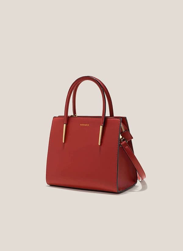 Metal Décor Handle Tote Bag - TTE 0117 - Dark Orange - VASCARA
