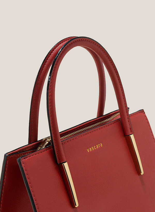 Metal Décor Handle Tote Bag - TTE 0117 - Dark Orange - VASCARA