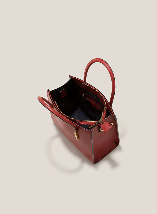 Metal Décor Handle Tote Bag - TTE 0117 - Dark Orange - VASCARA