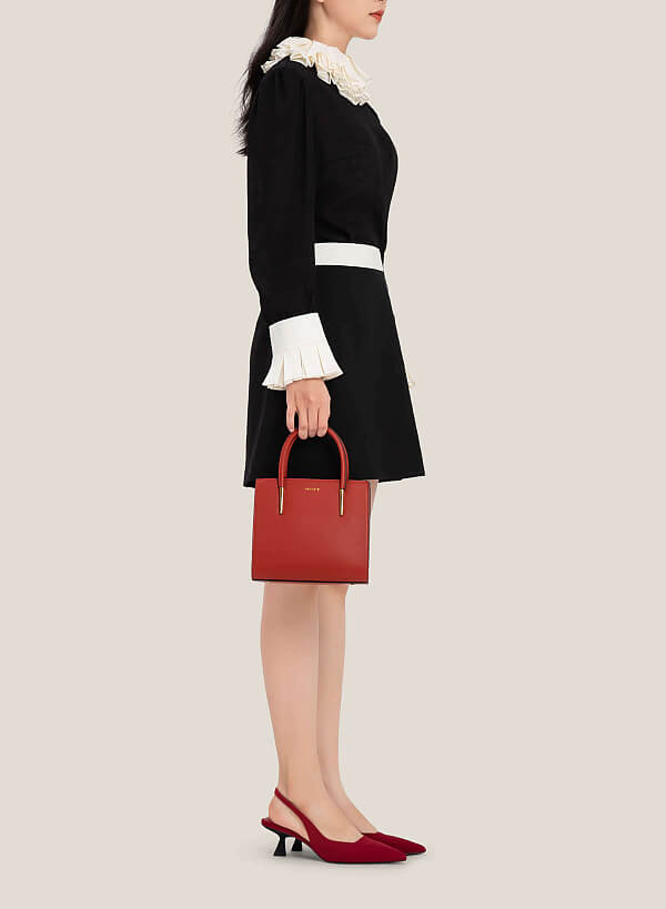 Metal Décor Handle Tote Bag - TTE 0117 - Dark Orange - VASCARA