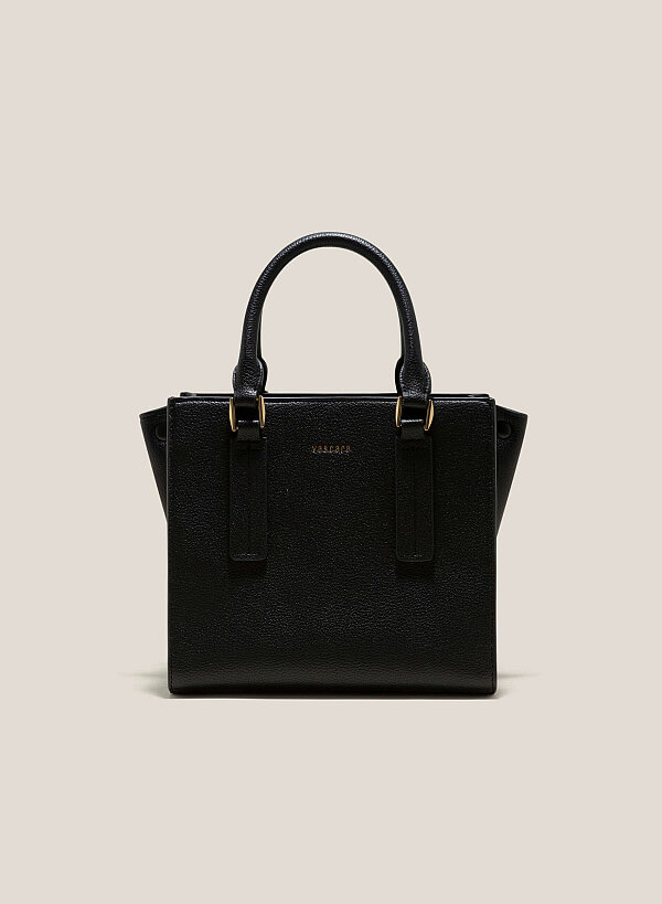 Metal Décor Handle Tote Bag - TTE 0121 - Black