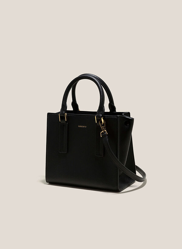 Metal Décor Handle Tote Bag - TTE 0121 - Black - VASCARA