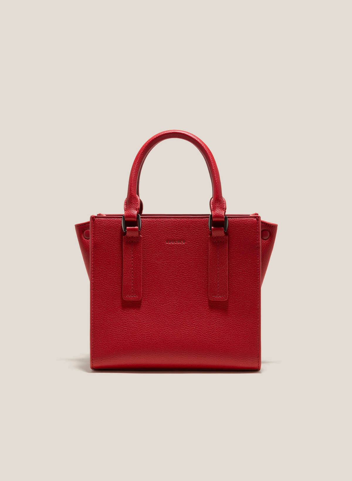 Metal Décor Handle Tote Bag - TTE 0121 - Red - vascara.com