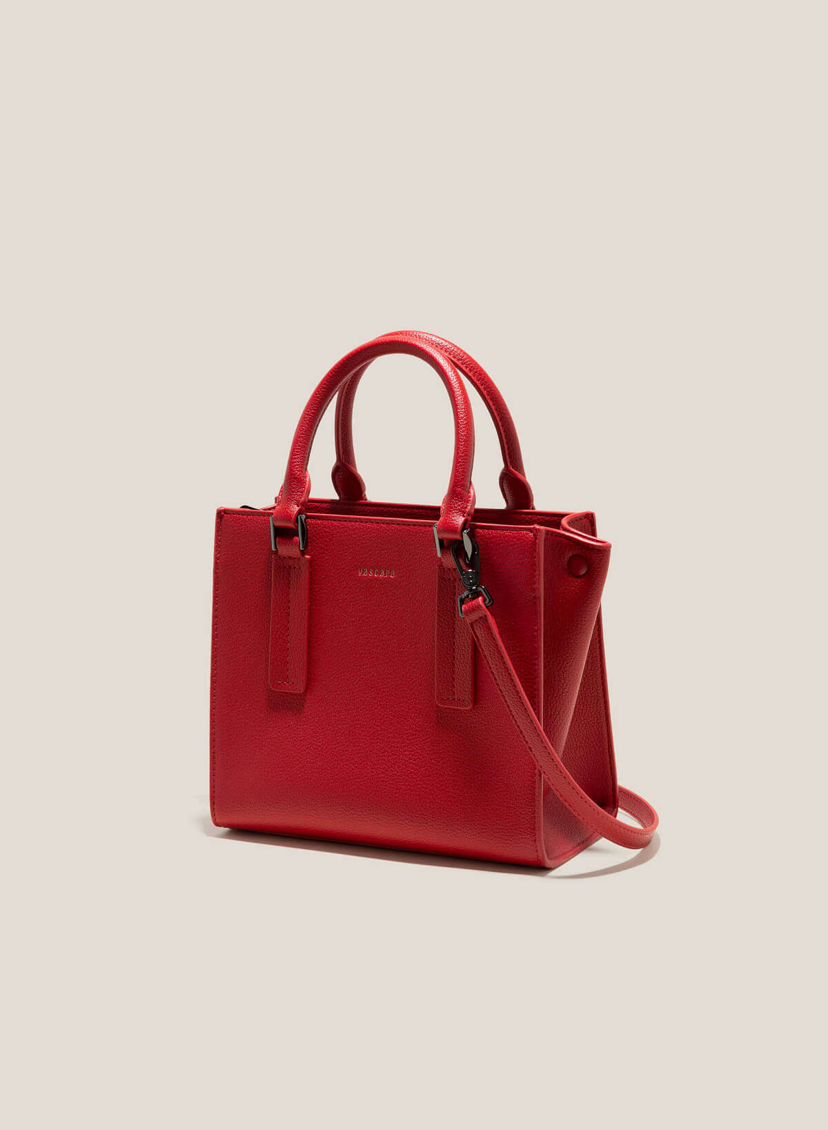 Metal Décor Handle Tote Bag - TTE 0121 - Red - vascara.com