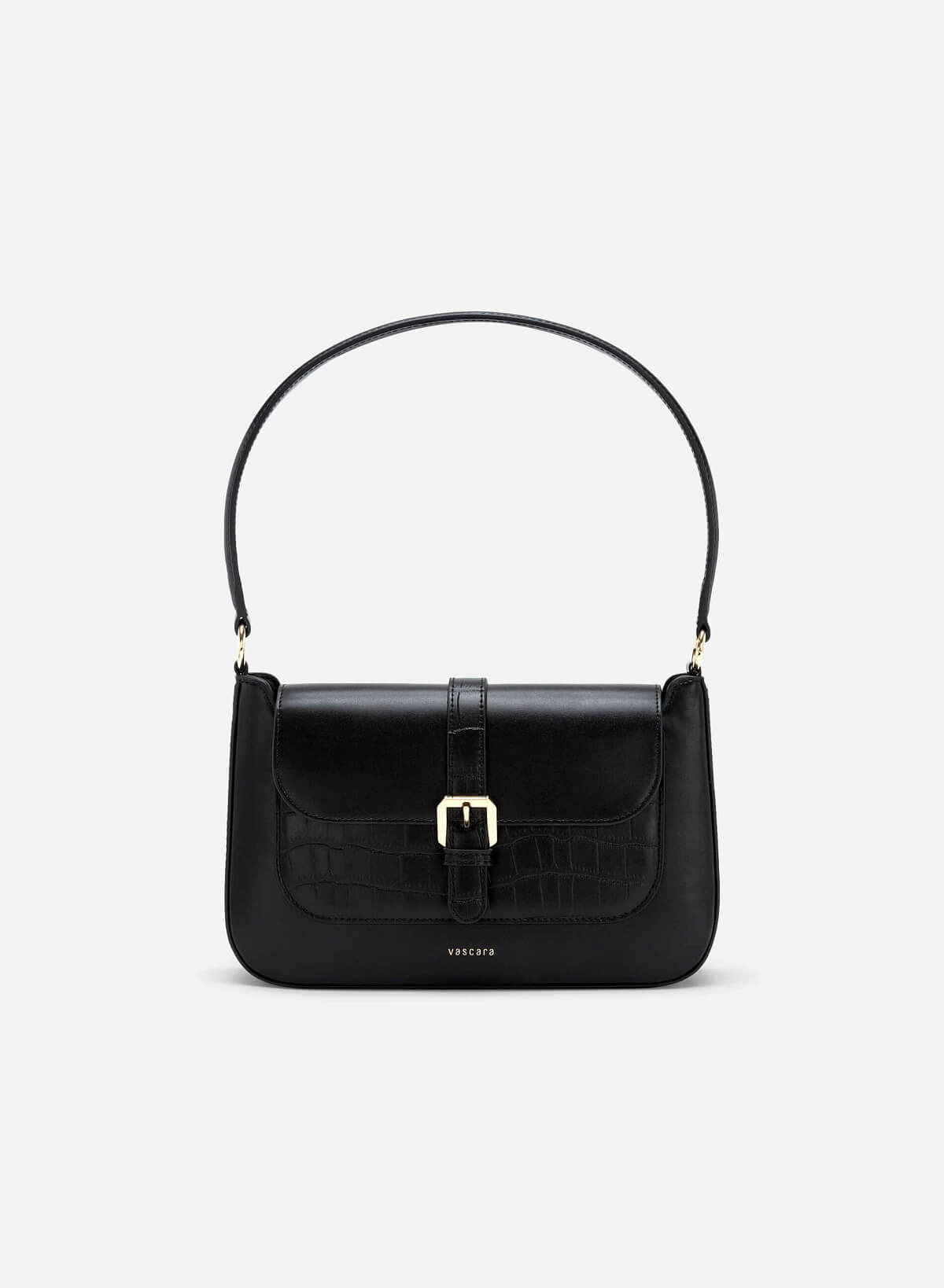 Metal Clasp Handbag - SAC 0319 - Black - vascara.com