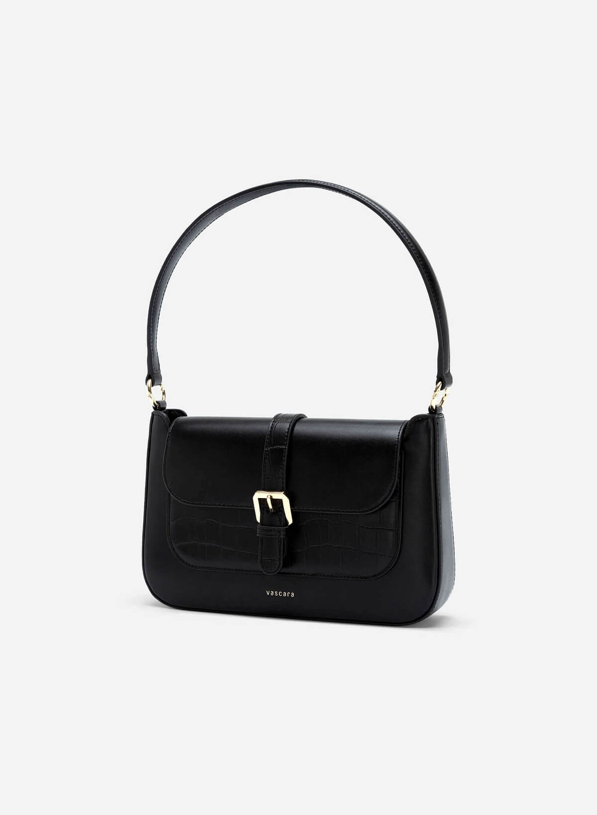 Metal Clasp Handbag - SAC 0319 - Black - vascara.com