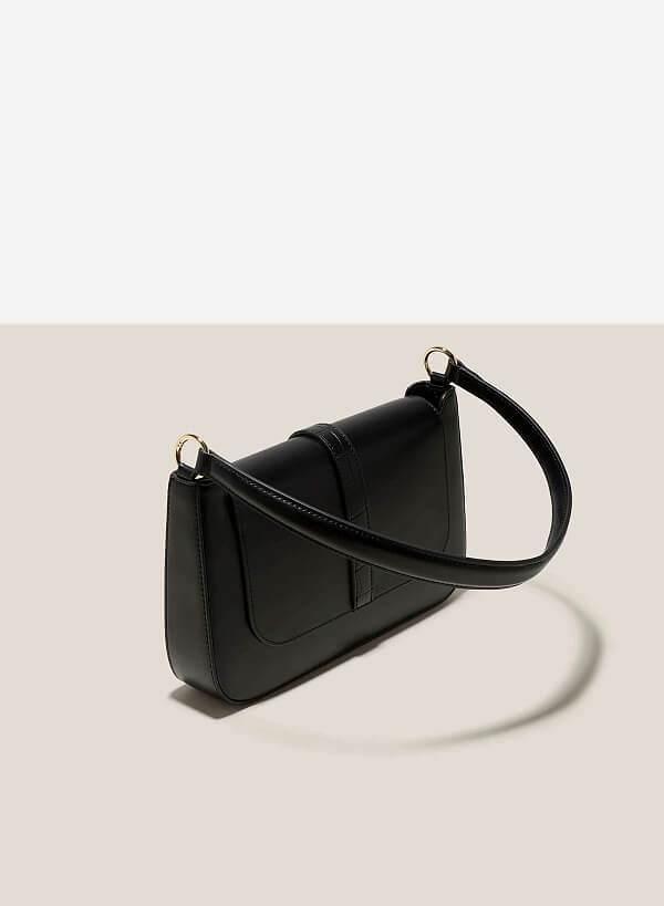 Metal Clasp Handbag - SAC 0319 - Black - VASCARA