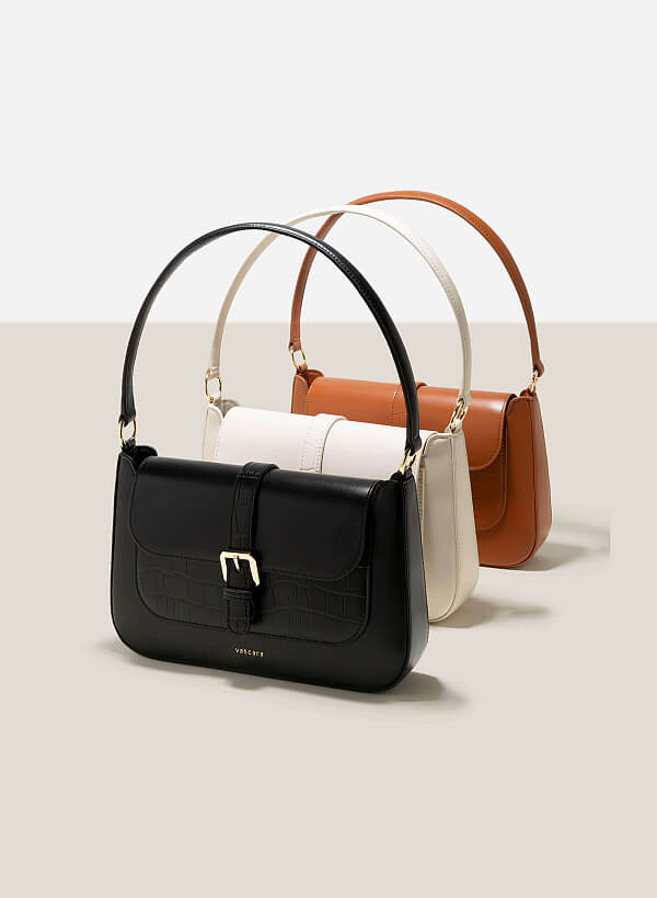 Metal Clasp Handbag - SAC 0319 - Black - VASCARA