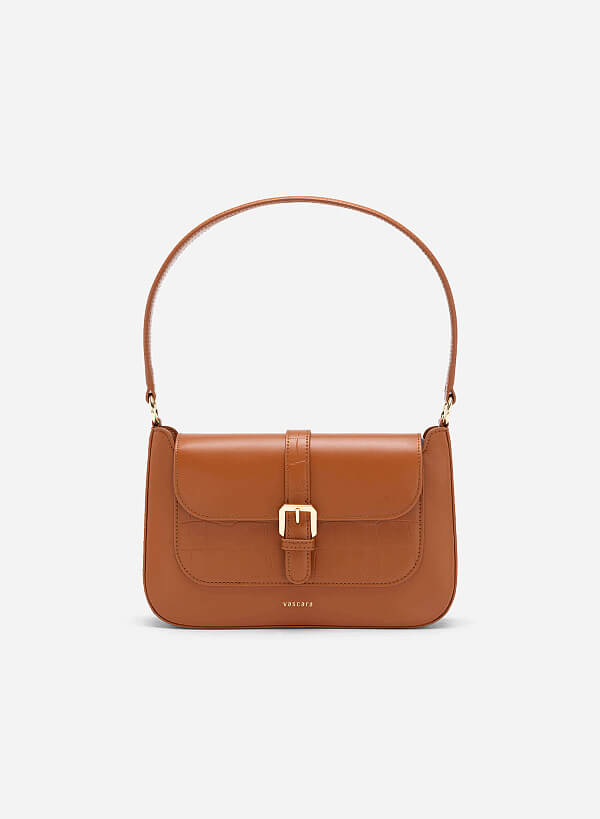 Metal Clasp Handbag - SAC 0319 - Brown