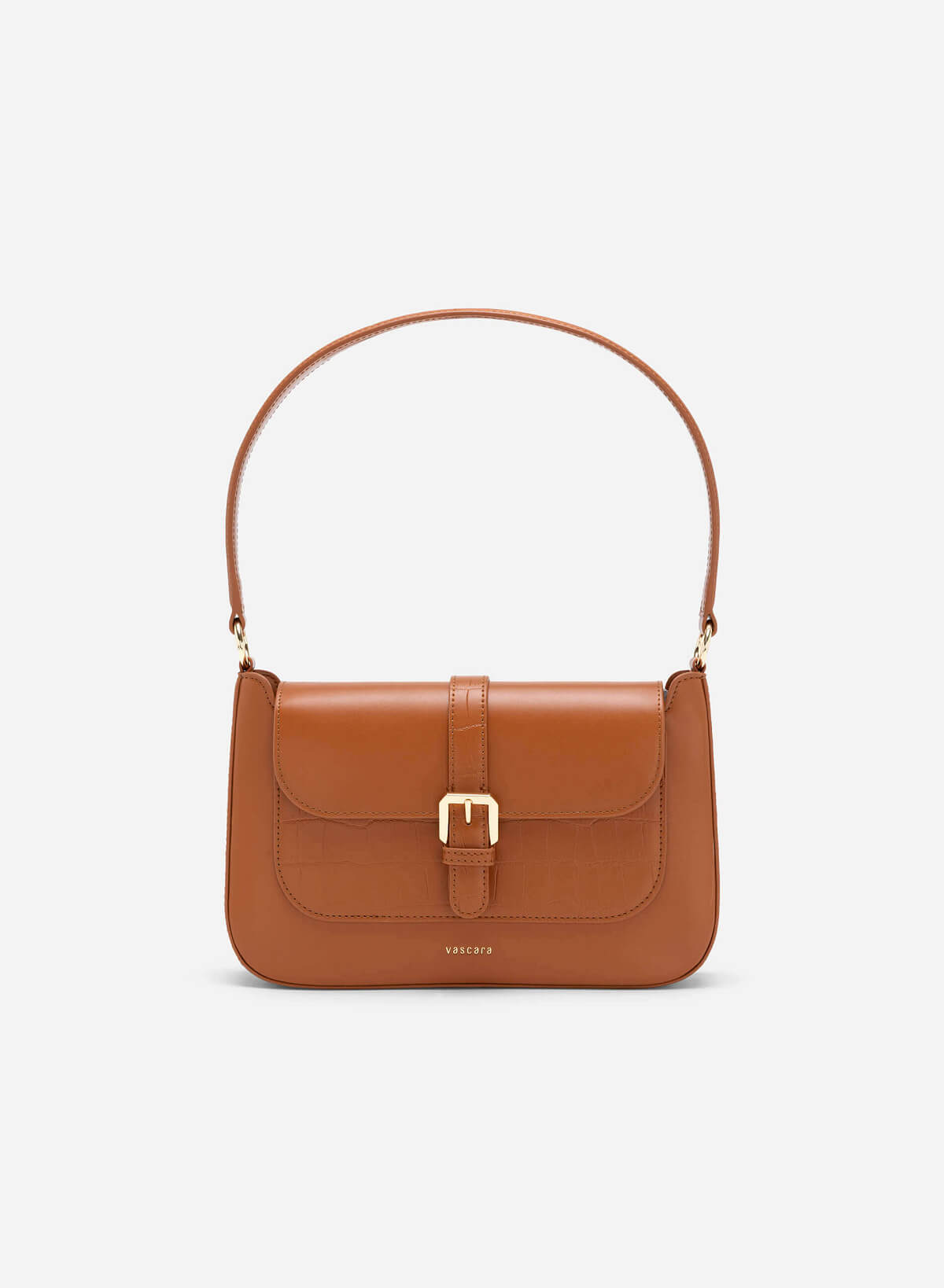 Metal Clasp Handbag - SAC 0319 - Brown - vascara.com