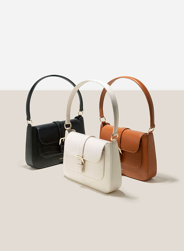 Metal Clasp Handbag - SAC 0319 - Cream - VASCARA