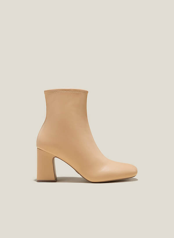 Ankle boots gót trụ - BOT 0930 - Màu be