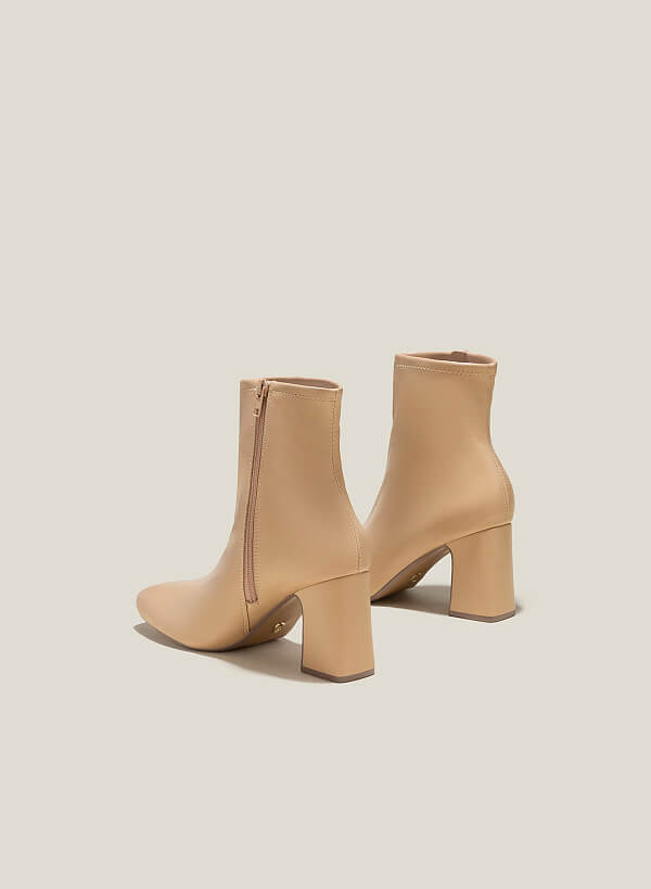 Ankle boots gót trụ - BOT 0930 - Màu be - VASCARA