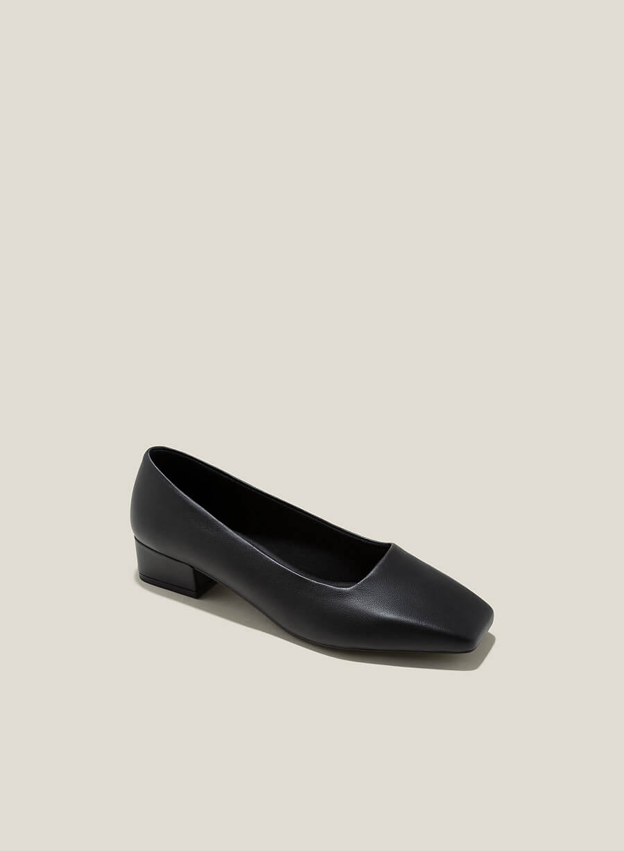 Giày leather bít mũi vuông gót trụ - BMN 0614 - Màu đen - vascara.com