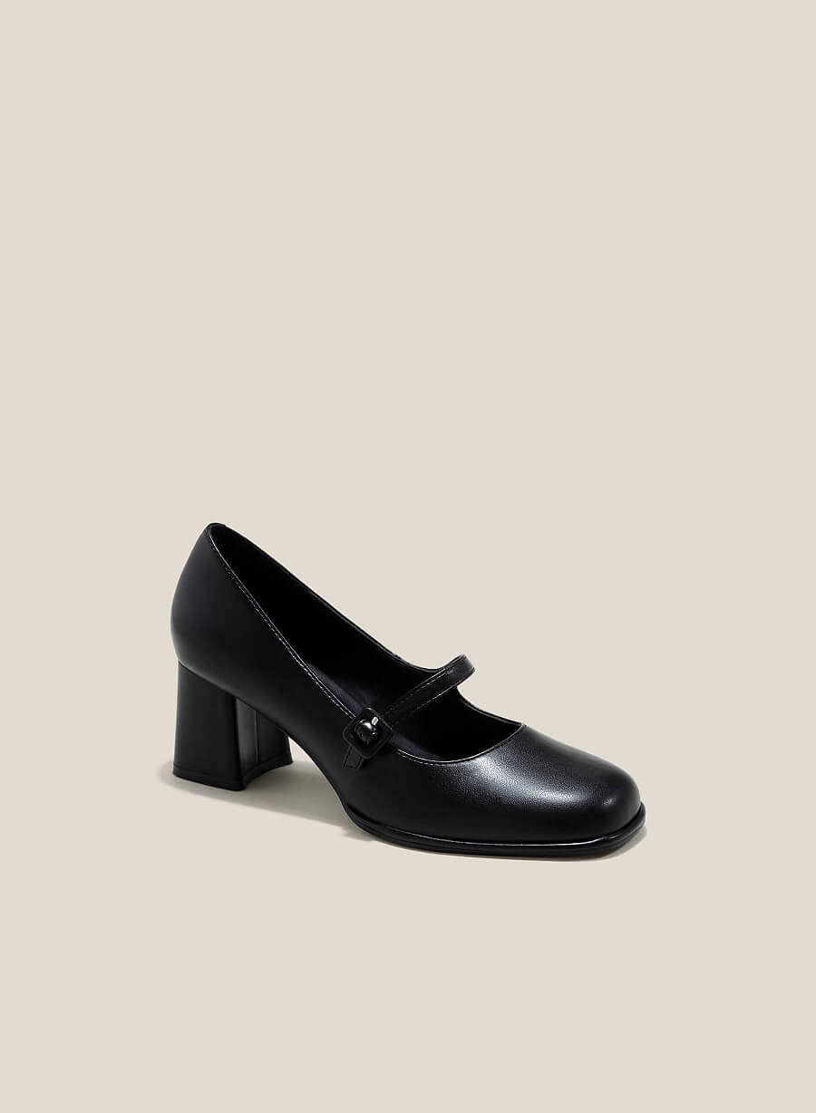 Giày mary janes bít mũi tròn gót trụ - BMN 0628 - Màu đen - vascara.com