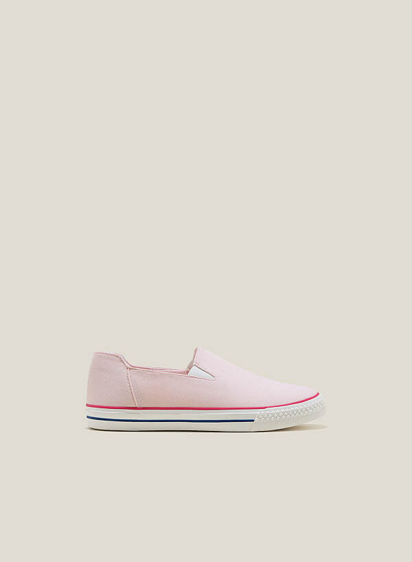 Giày sneaker vải canvas nhấn viền - SNK 0065 - Màu hồng nhạt - VASCARA
