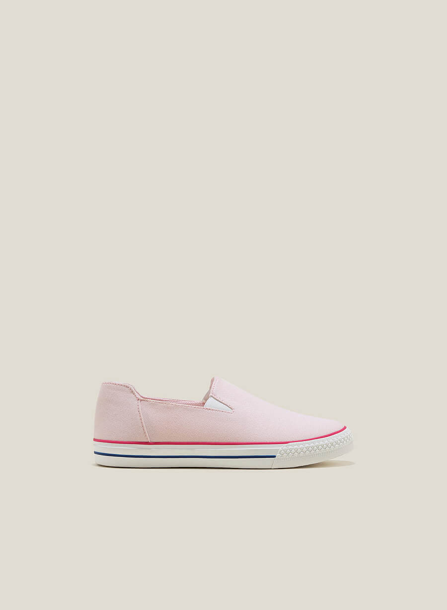 Giày sneaker vải canvas nhấn viền - SNK 0065 - Màu hồng nhạt - vascara.com