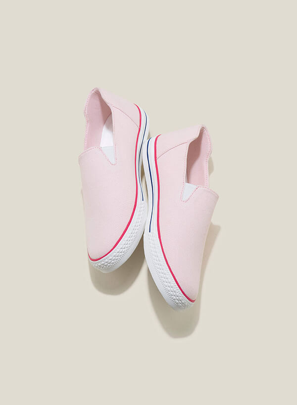 Giày sneaker vải canvas nhấn viền - SNK 0065 - Màu hồng nhạt - VASCARA