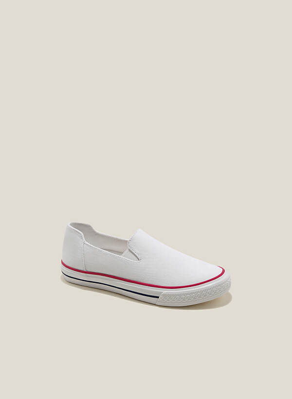 Giày sneaker vải canvas nhấn viền - SNK 0065 - Màu trắng - VASCARA