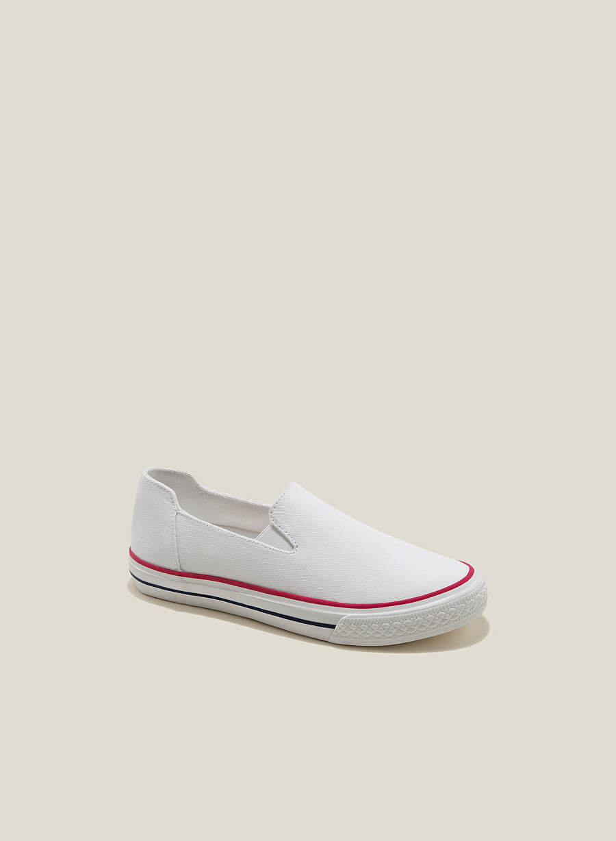 Giày sneaker vải canvas nhấn viền - SNK 0065 - Màu trắng - vascara.com