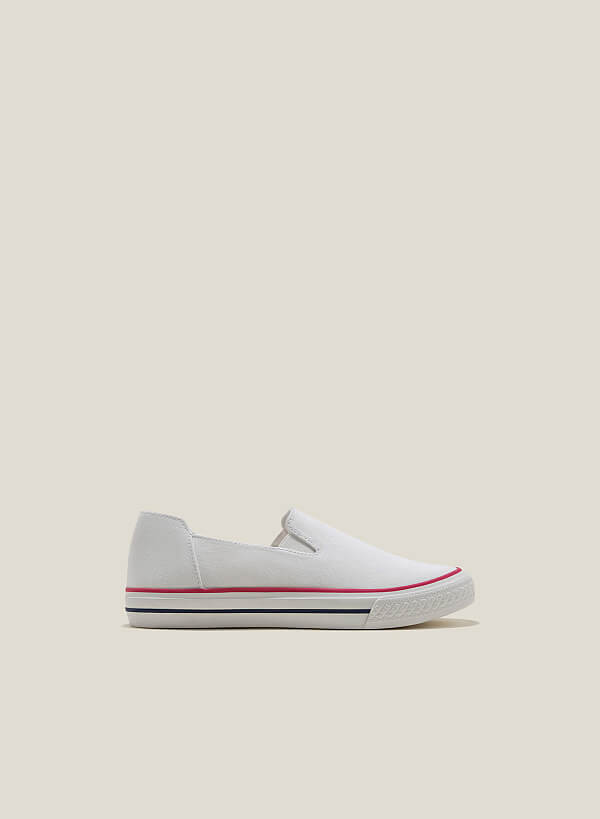 Giày sneaker vải canvas nhấn viền - SNK 0065 - Màu trắng