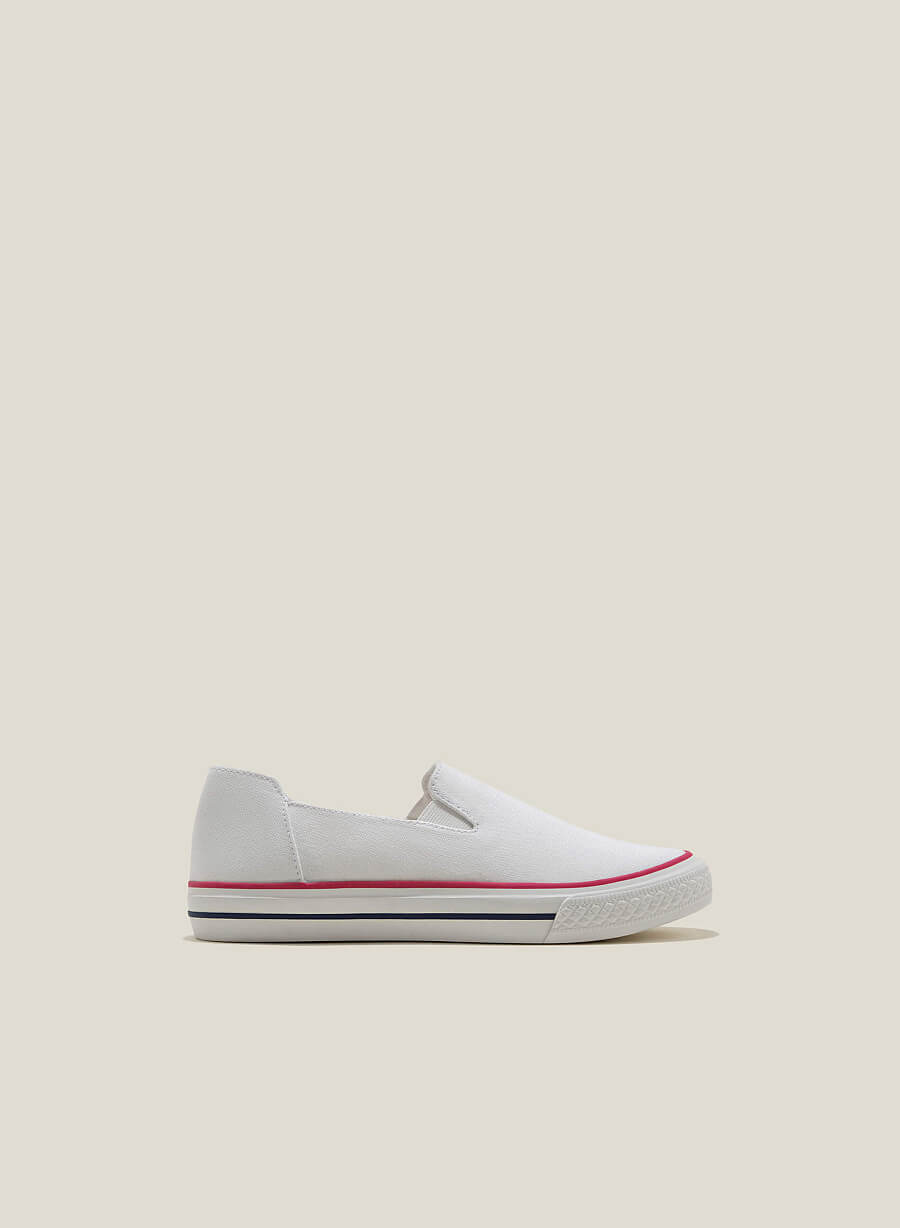 Giày sneaker vải canvas nhấn viền - SNK 0065 - Màu trắng - vascara.com