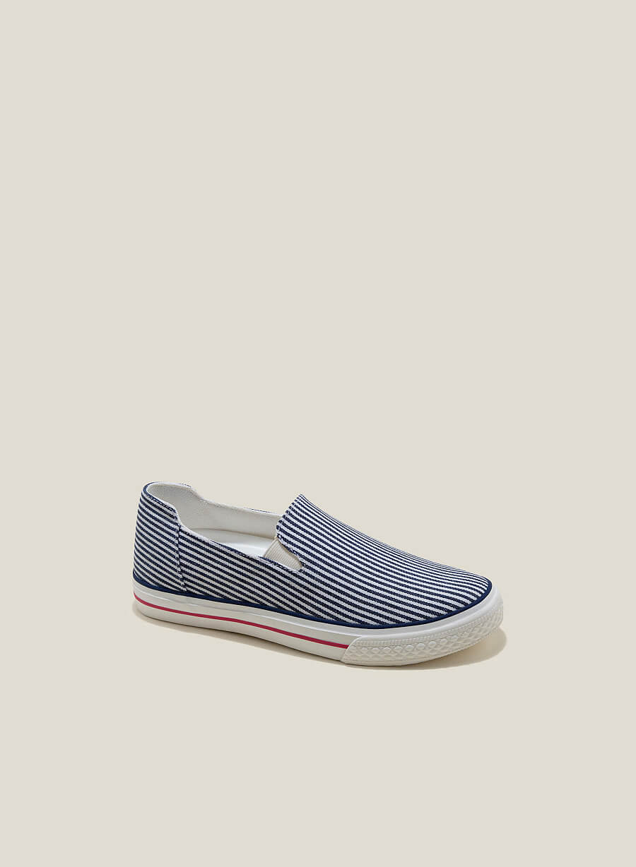 Giày sneaker vải sọc nhấn viền - SNK 0065 - Màu xanh navy - vascara.com
