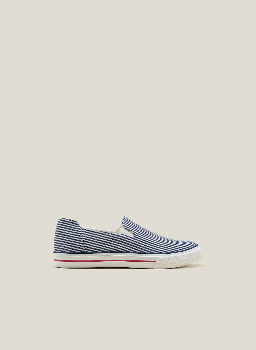 Giày sneaker vải sọc nhấn viền - SNK 0065 - Màu xanh navy - vascara.com