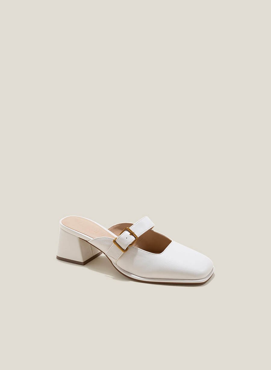 Guốc mary janes mũi vuông - GNN 0200 - Màu kem - vascara.com