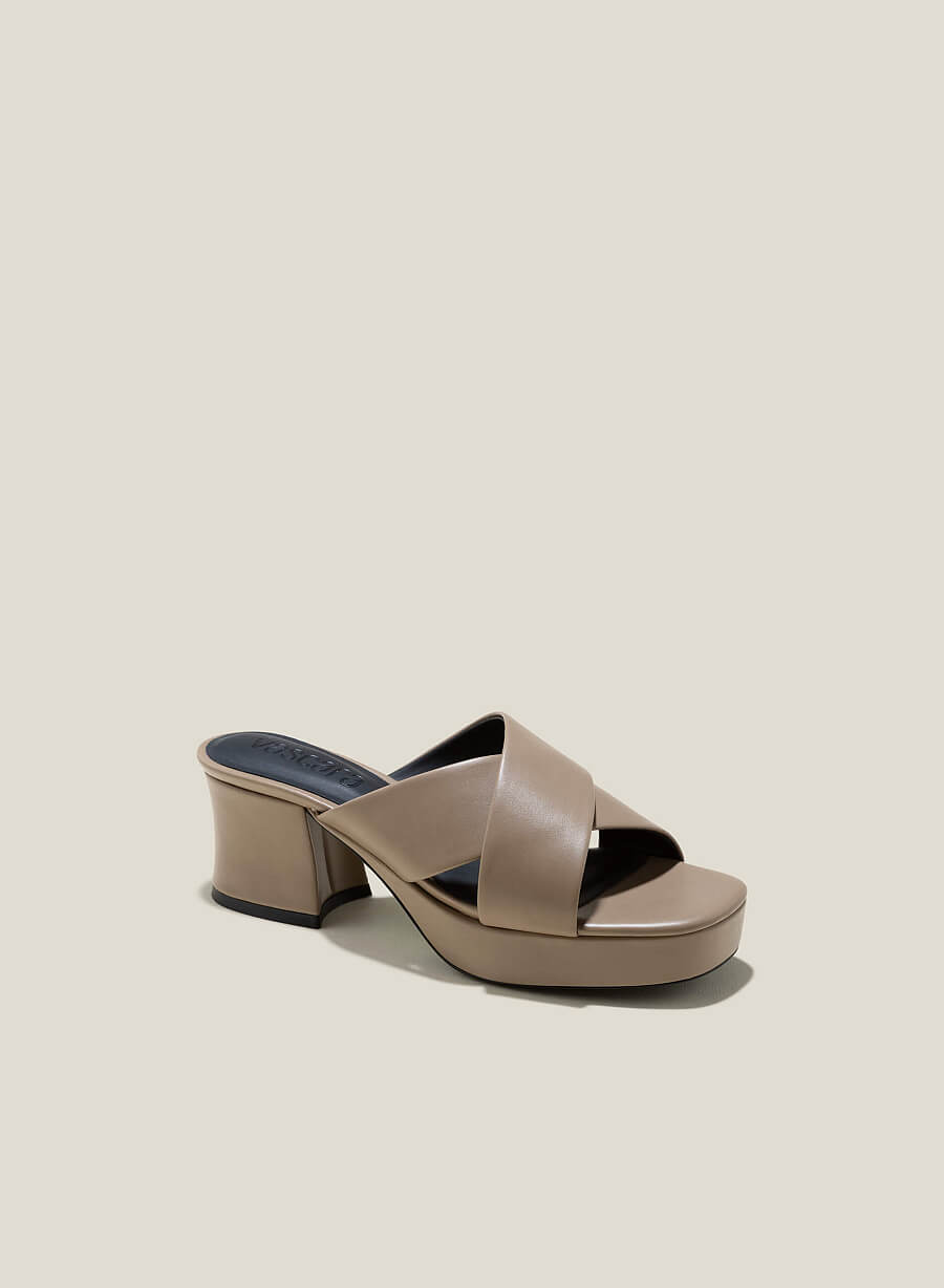 Guốc mules platform - GNN 0205 - Màu be đậm - vascara.com