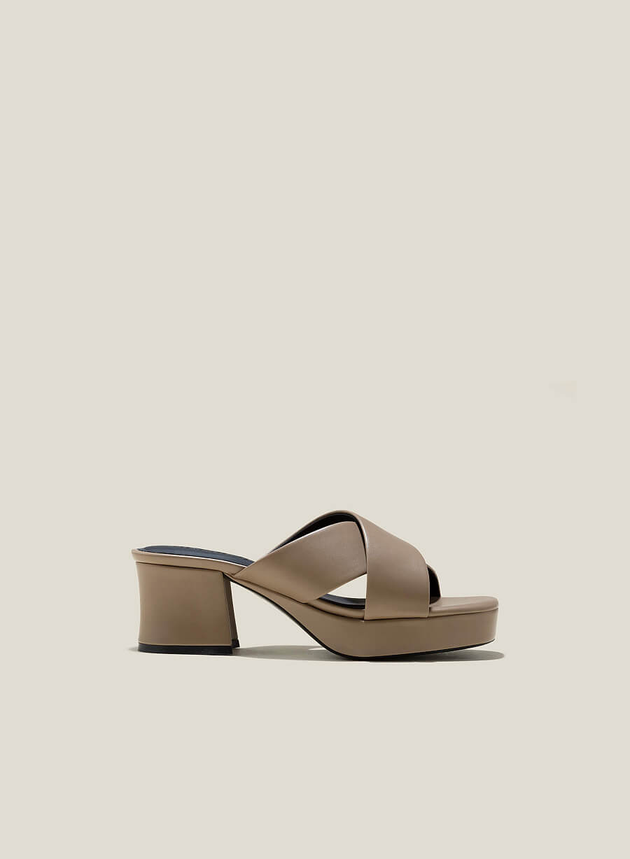 Guốc mules platform - GNN 0205 - Màu be đậm - vascara.com