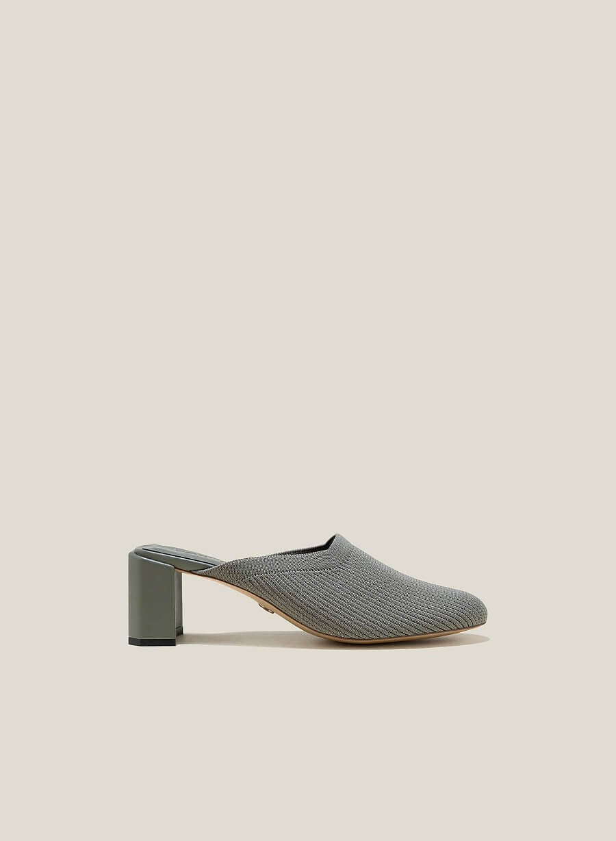 Guốc mules vải knit - GNN 0203 - Màu xám nhạt - vascara.com