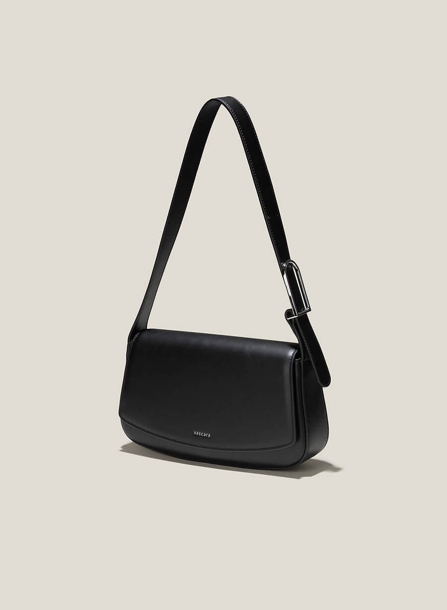 Túi đeo vai leather nhấn khóa gài kim loại - SHO 0242 - Màu đen - vascara.com