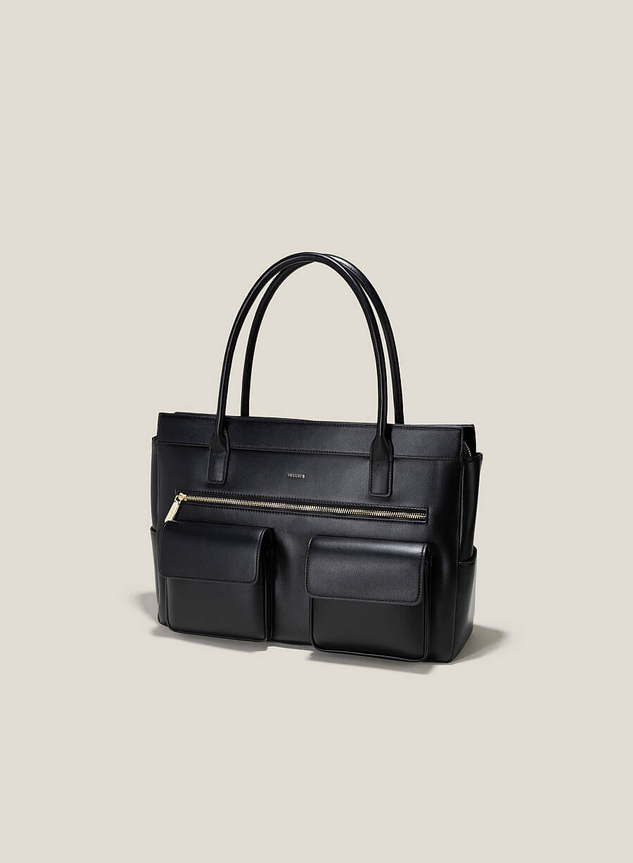 Túi pocket tote cổ điển oversize - TOT 0144 - Màu đen - vascara.com