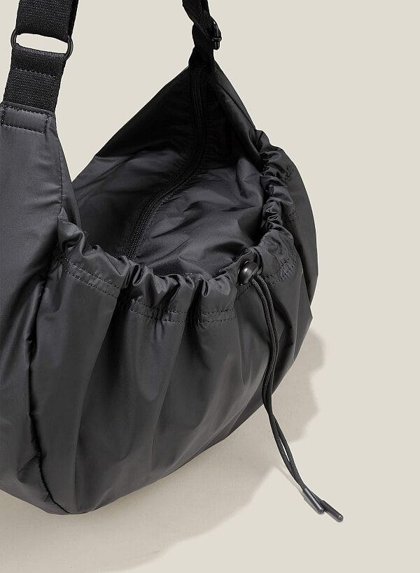 Túi tote dáng mềm nhấn dây rút - TOT 0142 - Màu đen - VASCARA