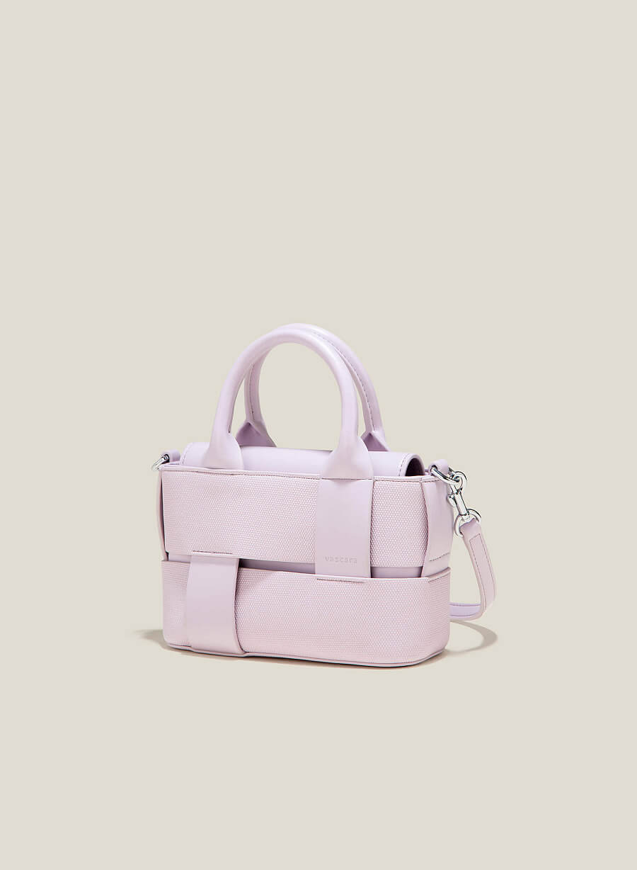 Túi tote mini đan tương phản chất liệu - TOT 0149 - Màu tím - vascara.com