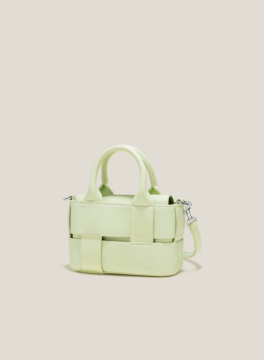 Túi tote mini đan tương phản chất liệu - TOT 0149 - Màu xanh bạc hà - vascara.com