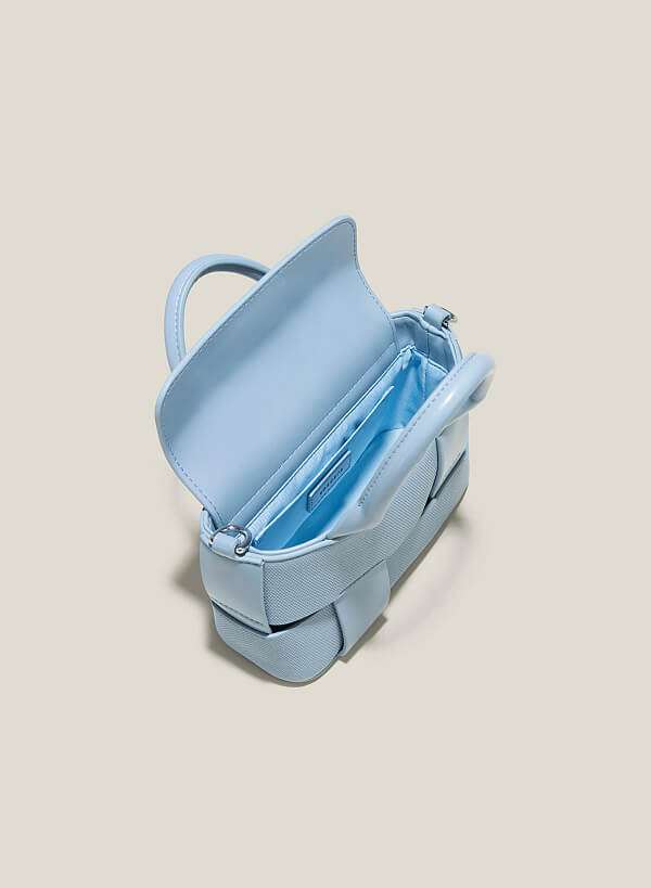 Túi tote mini đan tương phản chất liệu - TOT 0149 - Màu xanh da trời - VASCARA