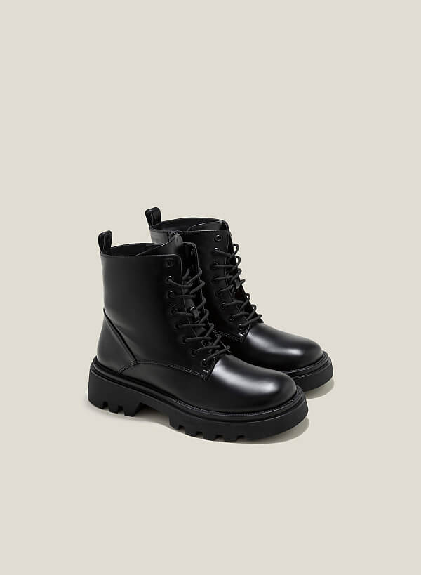 Combat boots cao cổ đế chunky - BOT 0932 - Màu đen - VASCARA