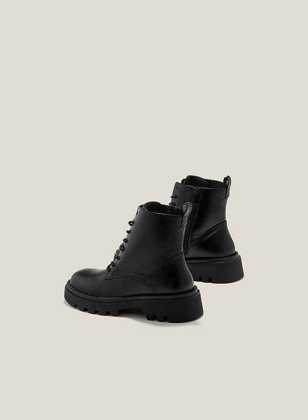 Combat boots cao cổ đế chunky - BOT 0932 - Màu đen - VASCARA