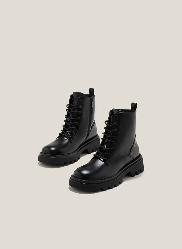 Combat boots cao cổ đế chunky - BOT 0932 - Màu đen - VASCARA