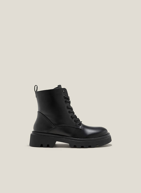 Combat boots cao cổ đế chunky - BOT 0932 - Màu đen