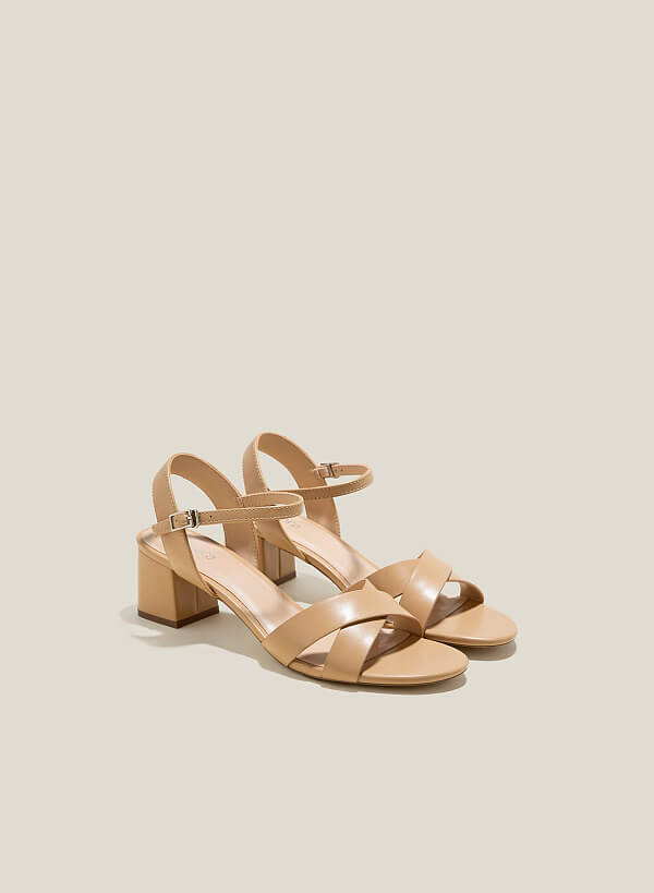 Giày sandal basic cross strap - SDN 0771 - Màu be - VASCARA