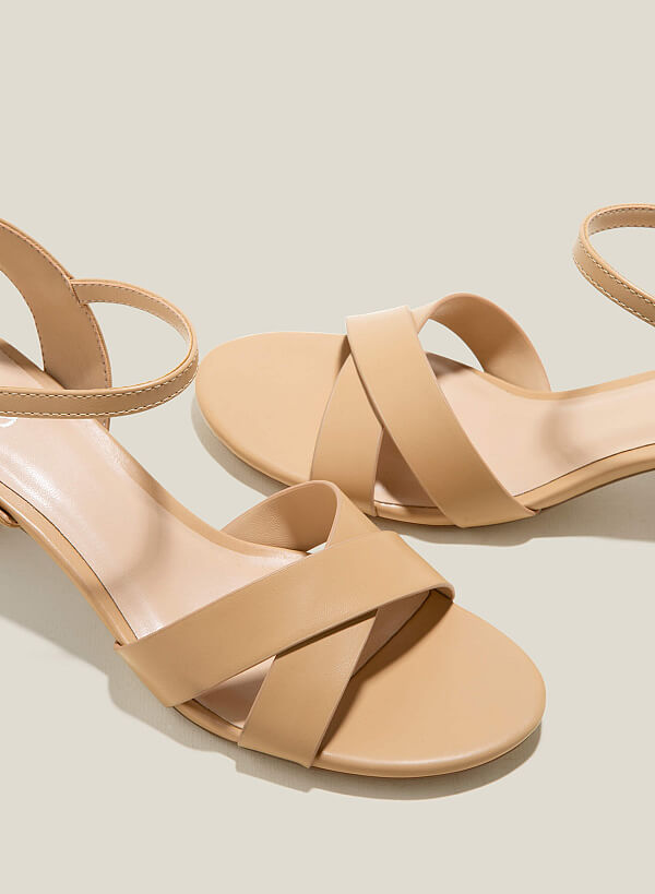 Giày sandal basic cross strap - SDN 0771 - Màu be - VASCARA